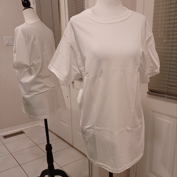4/$40 New Plain White Tee - Size M (Men) or L (Women) - Picture 1 of 5